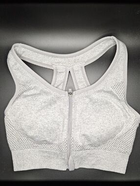 Seamless Delta Gray Front-Ziper Bra